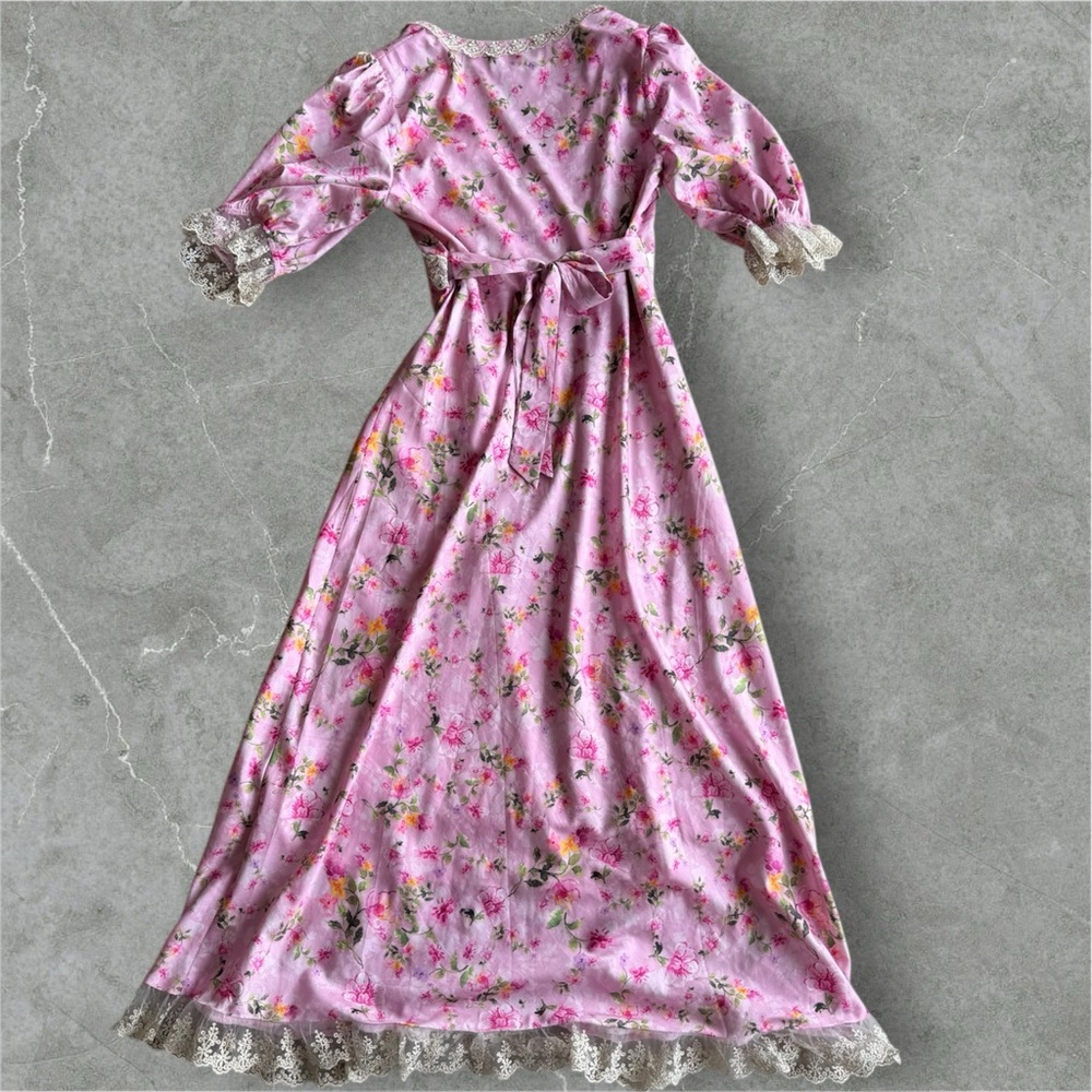 Lait Collection Divia Floral Georgette Midi Dress in Carnation Pink - Picture 2 of 11